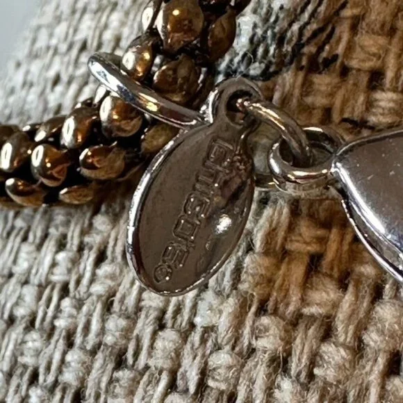 Women Chico's Silver Gold Link Beaded Chunky Rhinestone Statement Necklace  40" - Picture 6 of 8